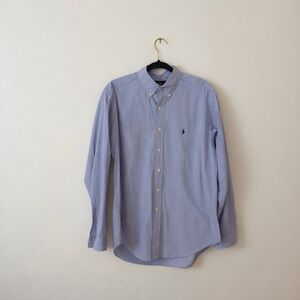 Ralph Lauren Classic Fit Blue & White Striped Button-Down Shirt Size 17 34/35